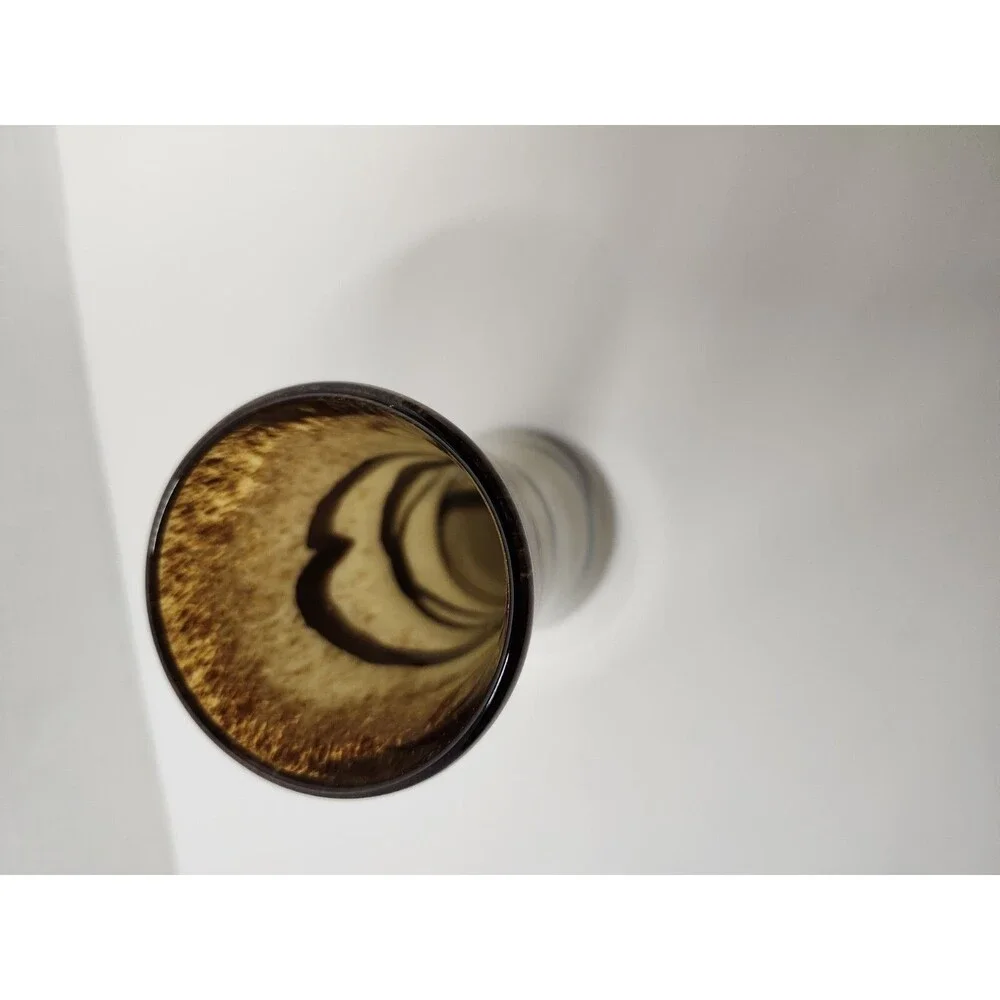 Vintage Tan & Brown Hand Blown Swirl Art Glass Vase 6”